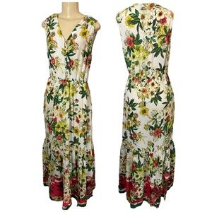 ECI Floral Maxi Dress - White, Yellow, Green, Red